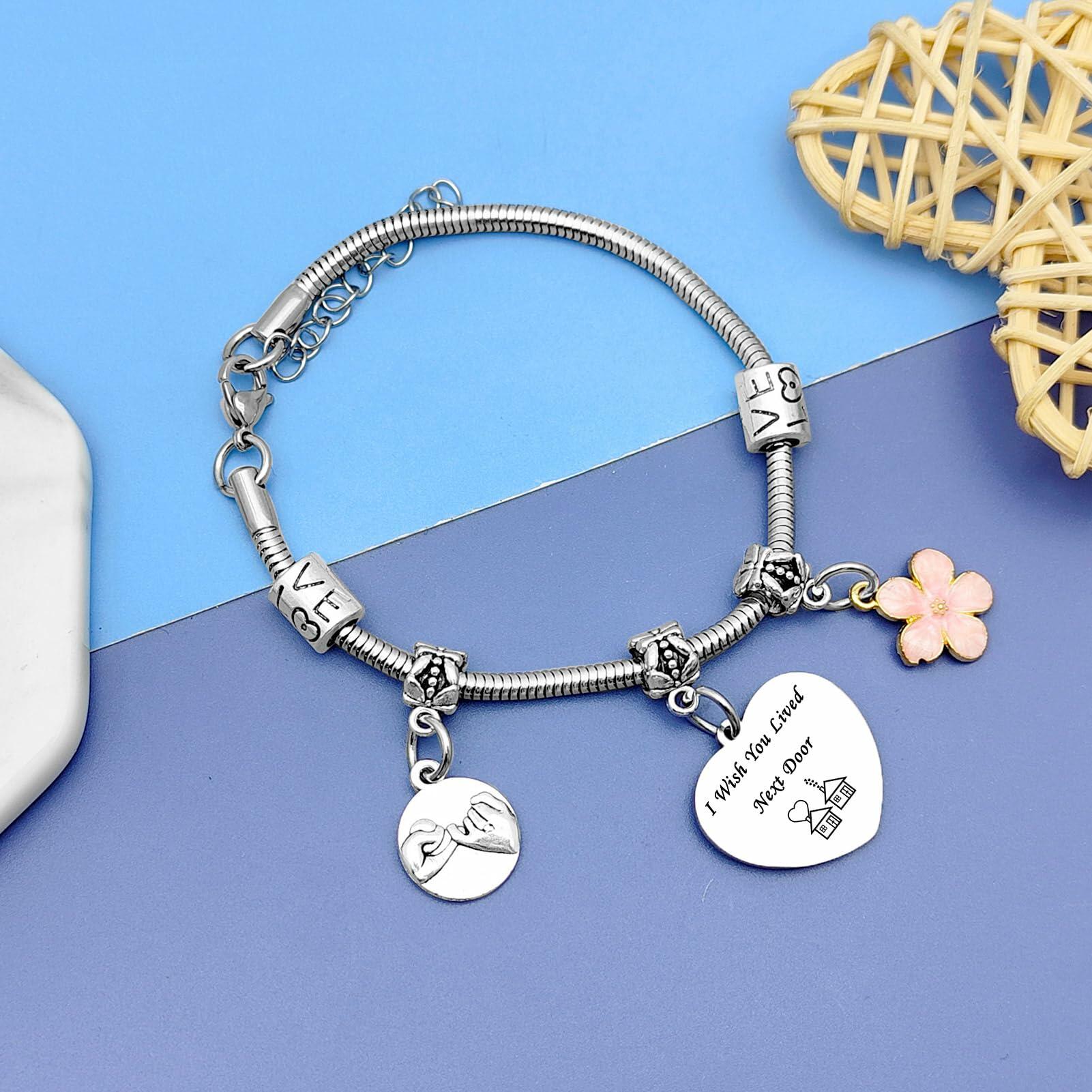 DlaeKua Silver Stainless Steel Friendship Bracelet Christmas Theme Women