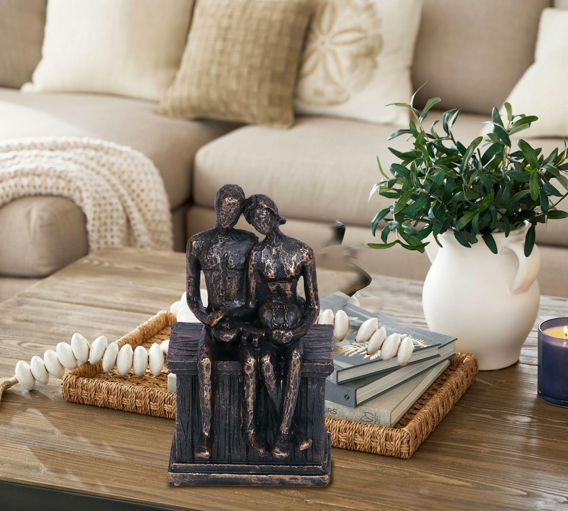 PUHOZN Iron Couple Statue - Cast Iron Couple Sculpture Wedding Modern Abstract