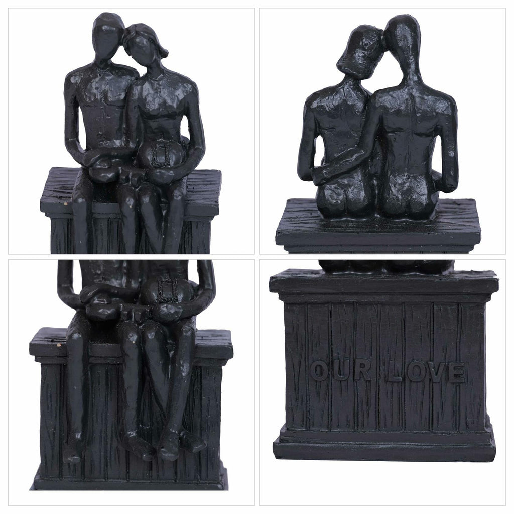 PUHOZN Iron Couple Statue - Cast Iron Couple Sculpture Wedding Modern Abstract