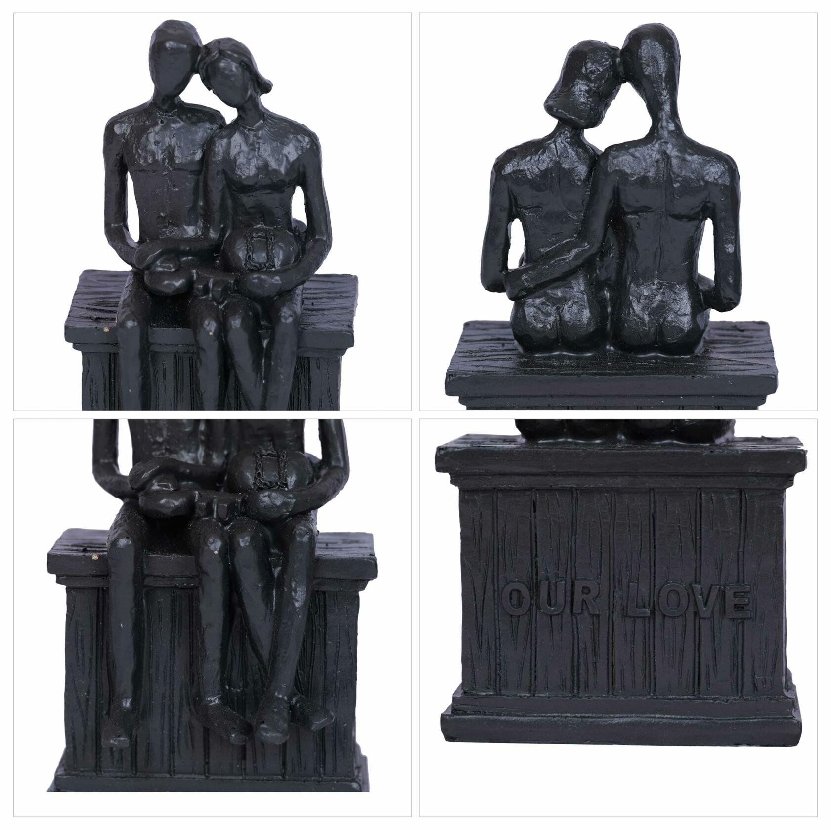 PUHOZN Iron Couple Statue - Cast Iron Couple Sculpture Wedding Modern Abstract