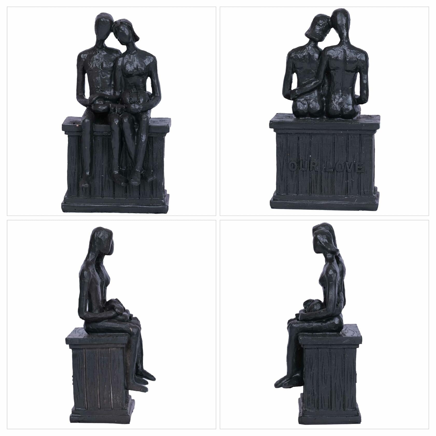 PUHOZN Iron Couple Statue - Cast Iron Couple Sculpture Wedding Modern Abstract