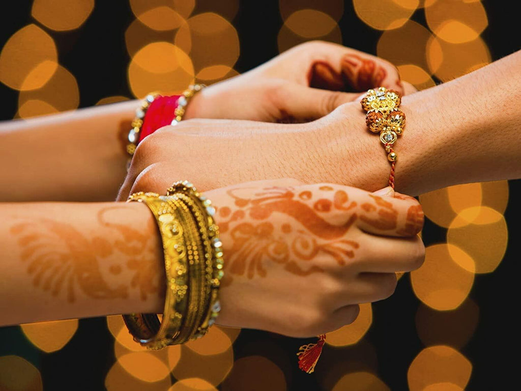 Rakhi Set of 6 Ganpati Thread Bracelets for Brother Bhai Raksha Bandhan RED