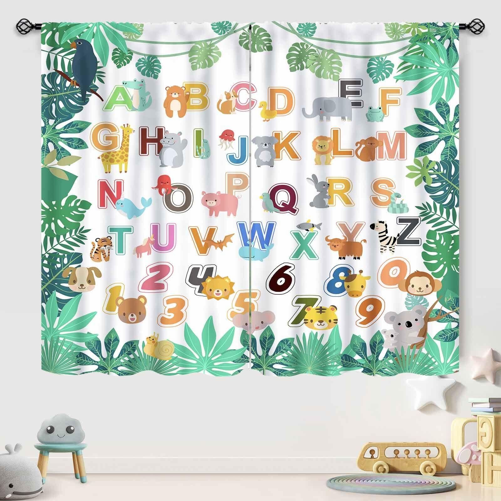 Lnepty Kids Alphabet ABC Curtains Woodland Animal Nursery 2pcs 42x45