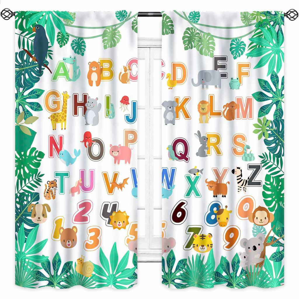 Lnepty Kids Alphabet ABC Curtains Woodland Animal Nursery 2pcs 42x45