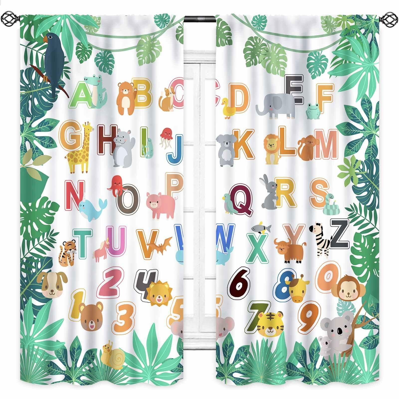 Lnepty Kids Alphabet ABC Curtains Woodland Animal Nursery 2pcs 42x45