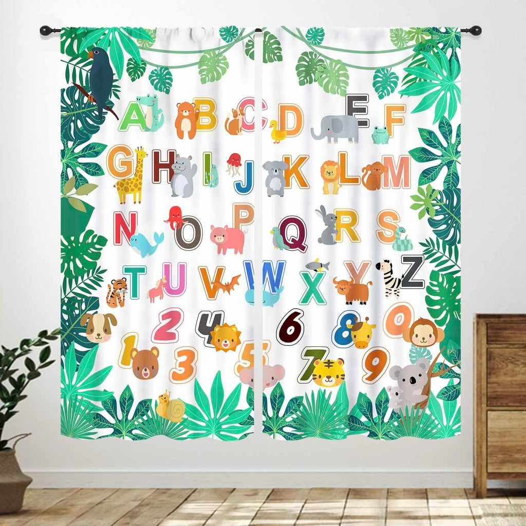 Lnepty Kids Alphabet ABC Curtains Woodland Animal Nursery 2pcs 42x45