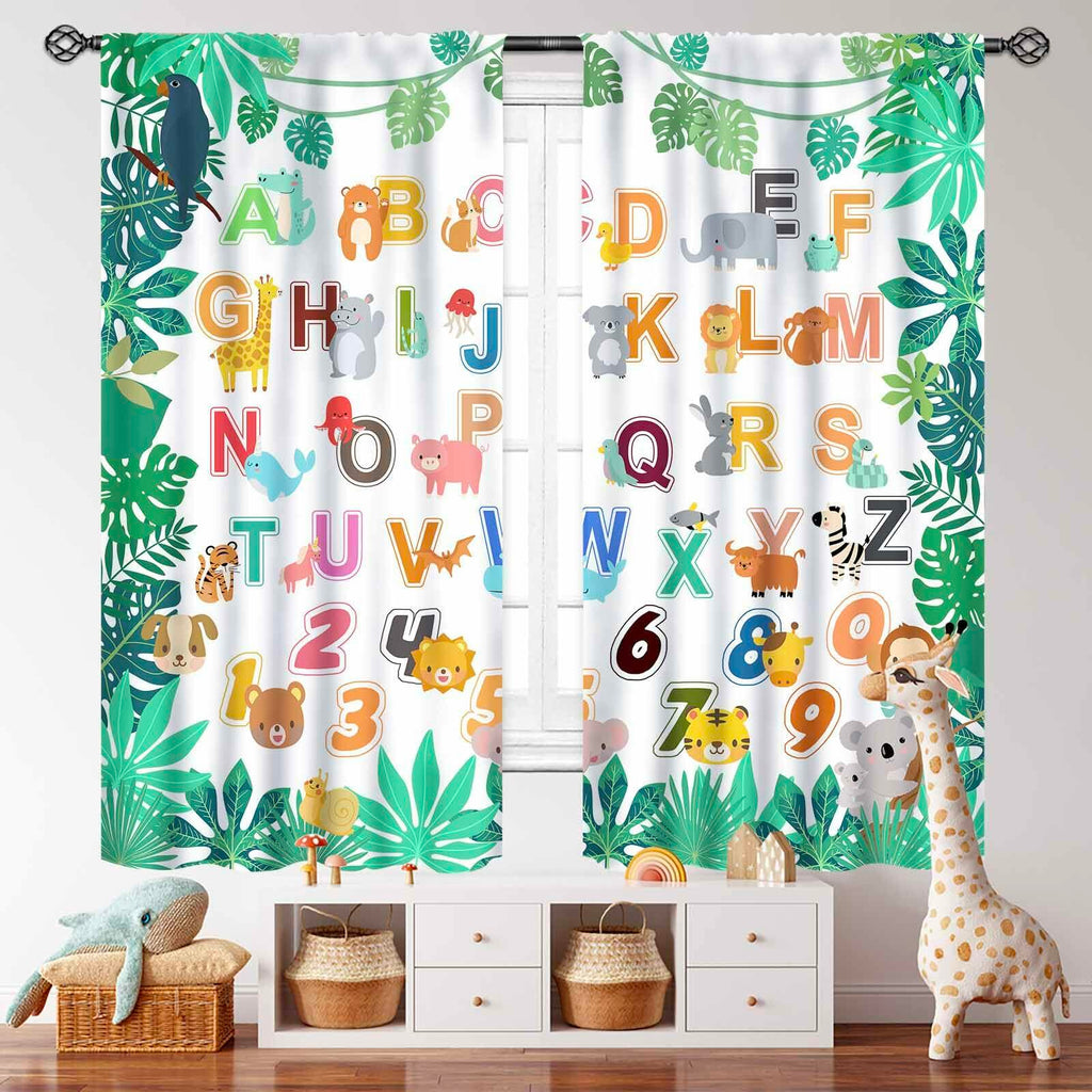 Lnepty Kids Alphabet ABC Curtains Woodland Animal Nursery 2pcs 42x45