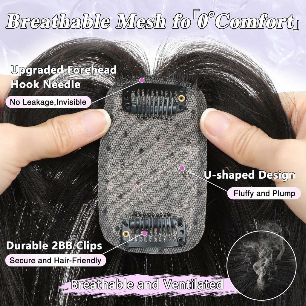 BUPPLER 360° 3D Hair Topper with Bangs for Thinning Hair 5x10 Brown Black