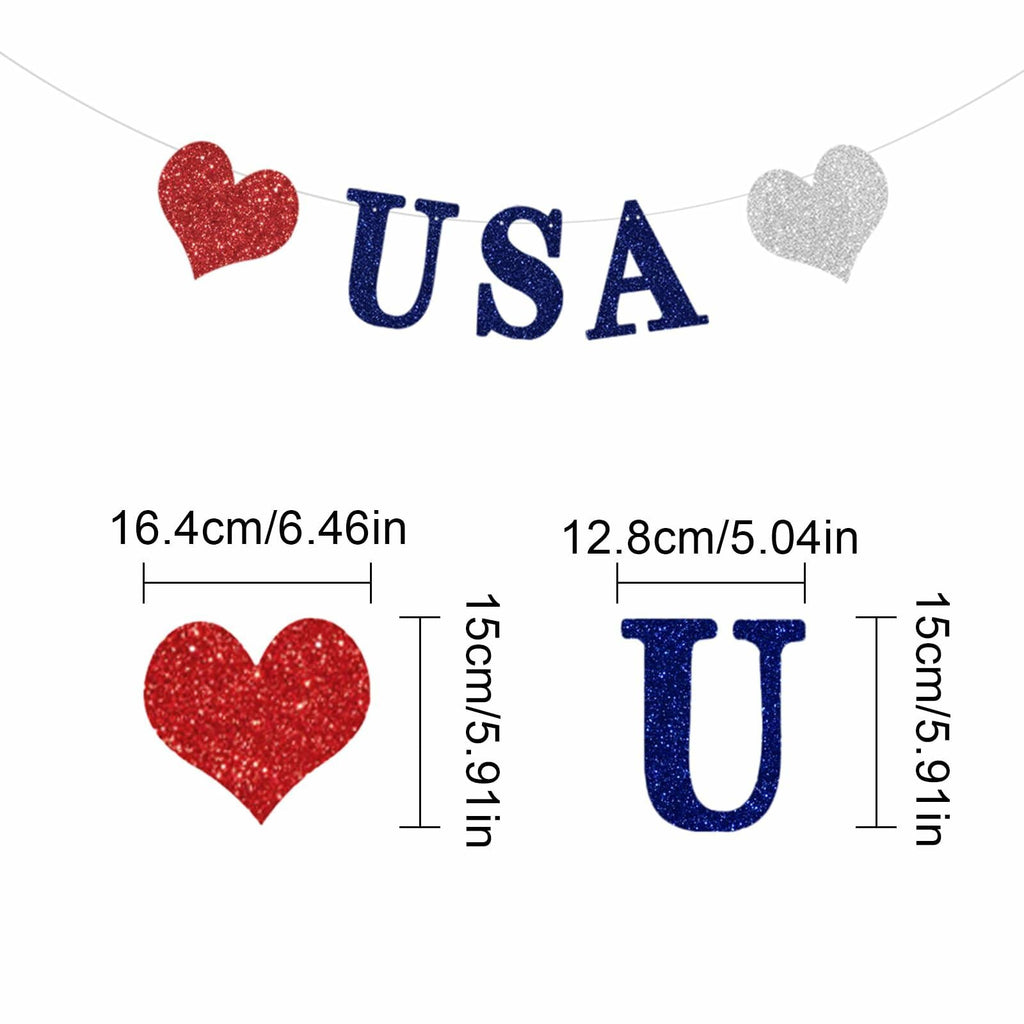 Aulaned 4th of July Decorations Patriotic USA Banner Star Garland Set