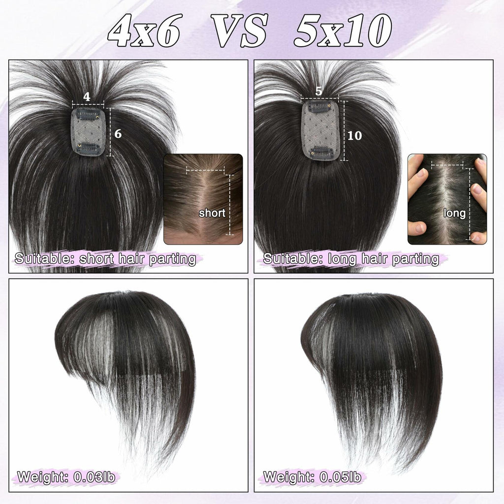 BUPPLER 360° 3D Hair Topper with Bangs for Thinning Hair 5x10 Brown Black