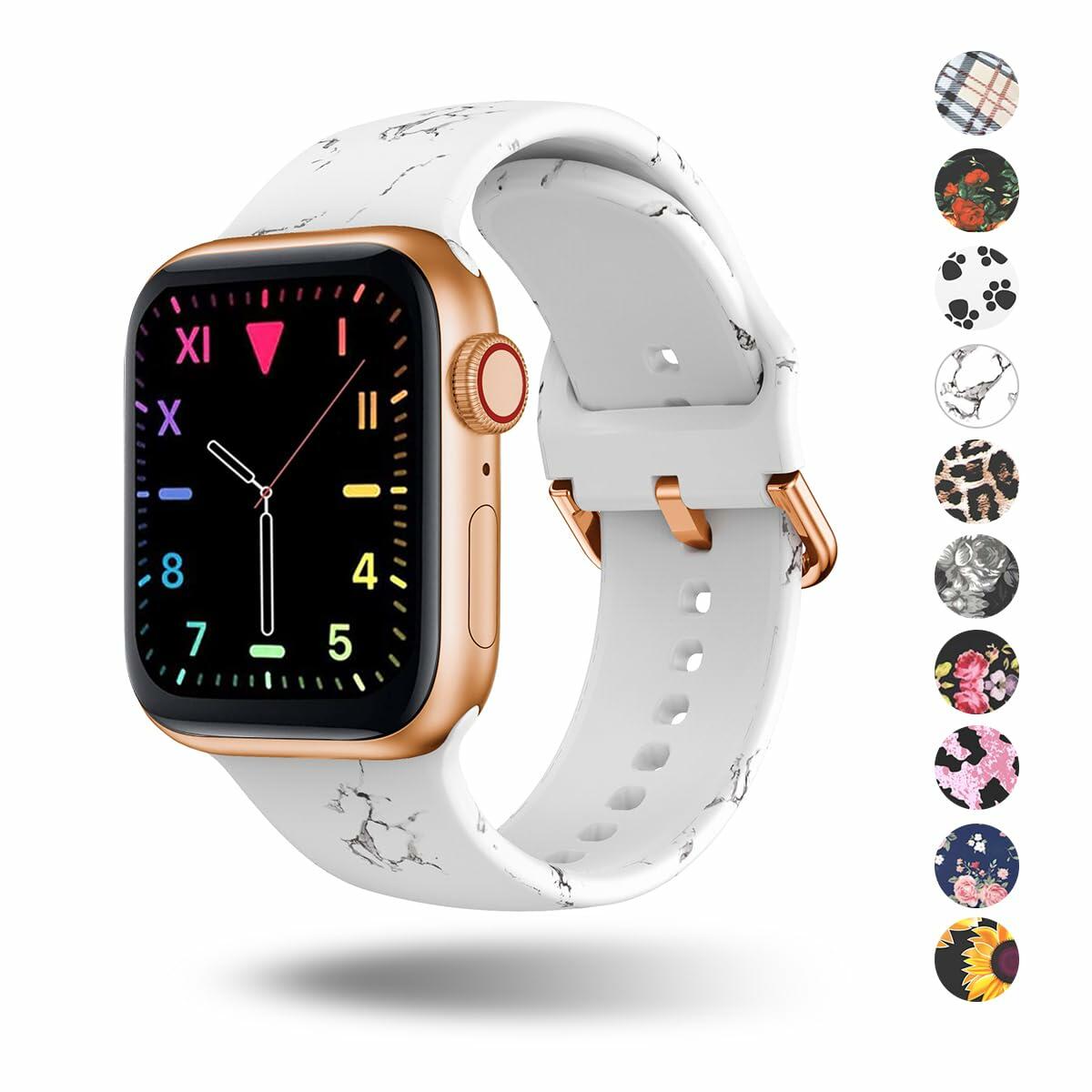 OIWZEF Silicone Band for Apple Watch 38-49mm Sport Strap Marble