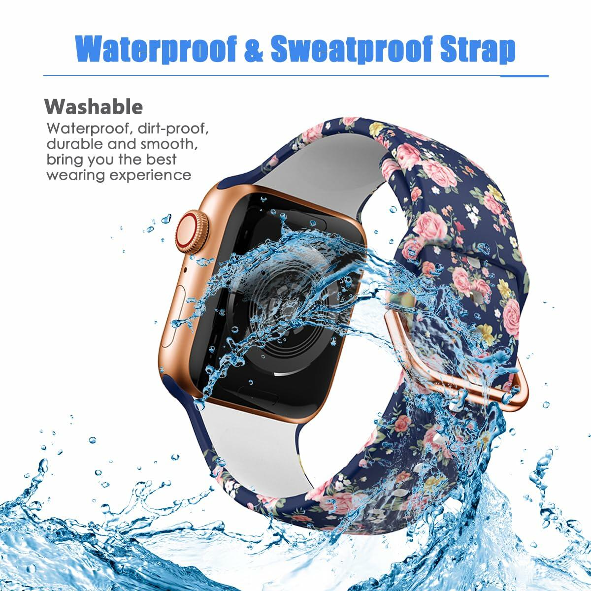 OIWZEF Silicone Band for Apple Watch 38-49mm Sport Strap Marble