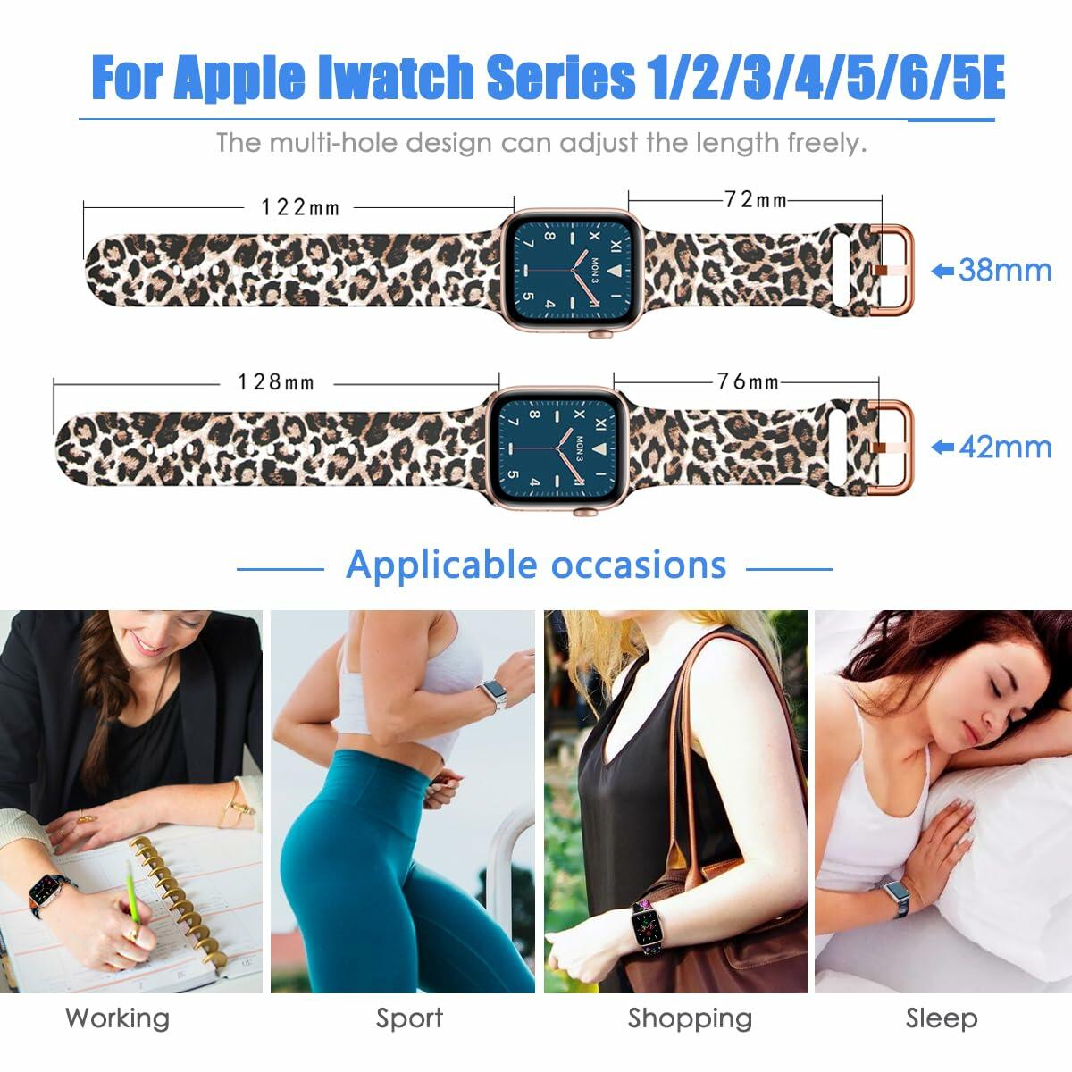 OIWZEF Silicone Band for Apple Watch 38-49mm Sport Strap Marble