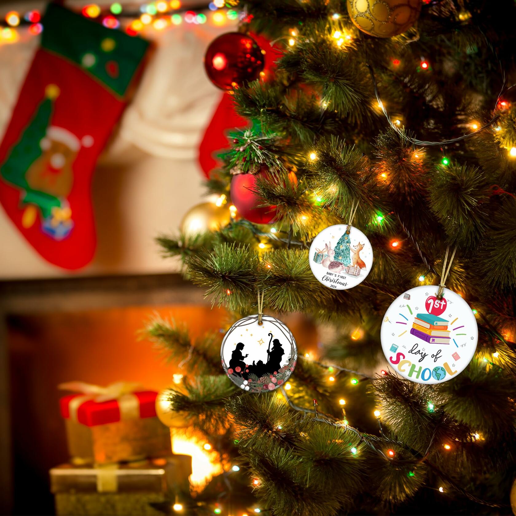 First Day of School Christmas Ornaments - Baby's 2024 Christmas Tree Decoration