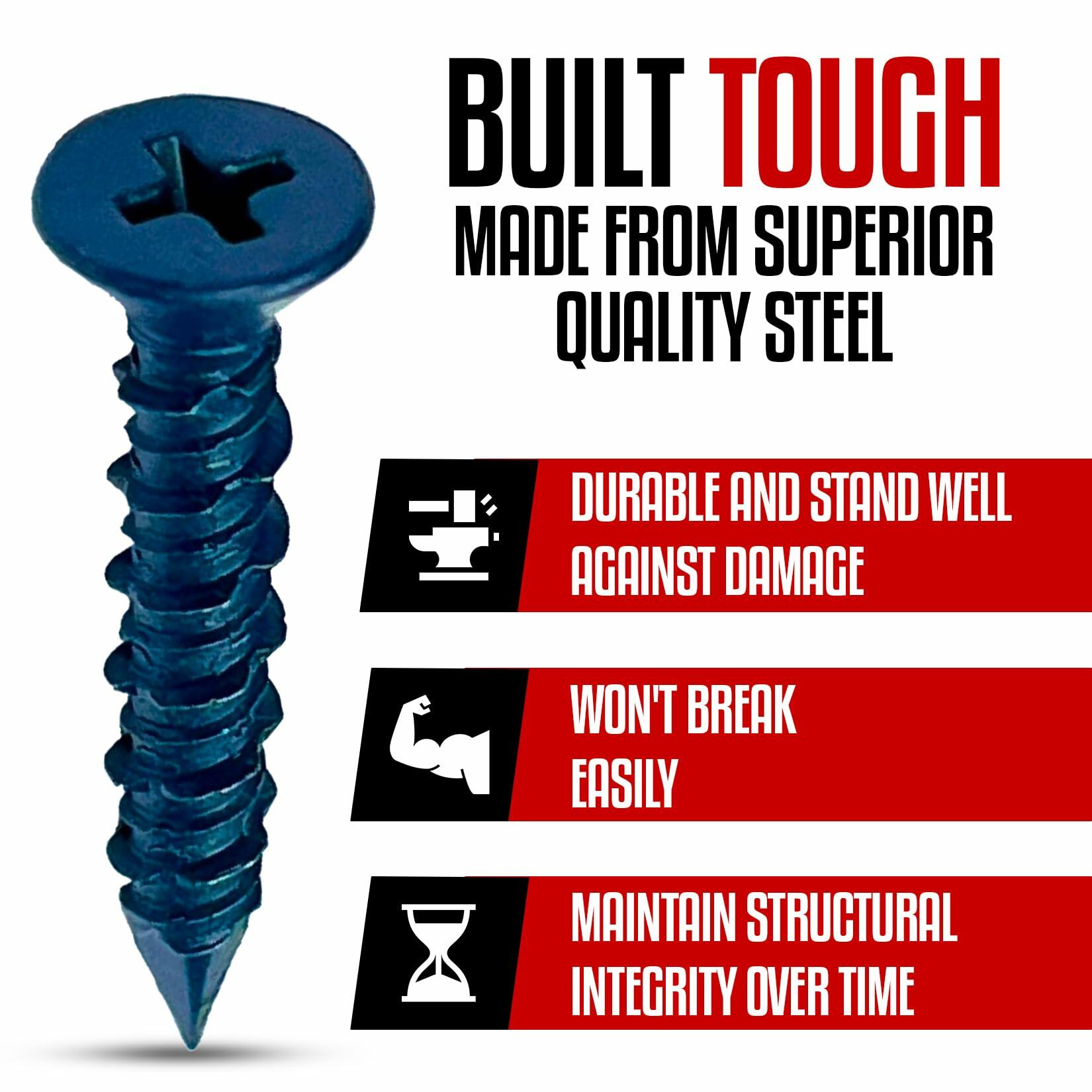 Grrrgooo 1/4 x 1-1/4 Concrete Screws Slotted Hex Washer Head 100pcs