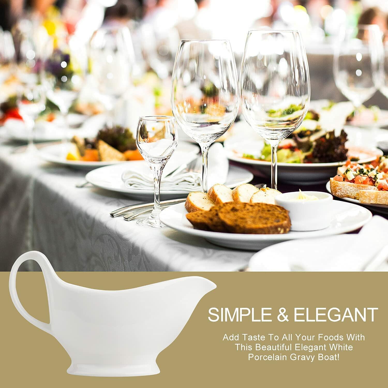 Nucookery Large 17 Oz Porcelain Gravy Boat with Warmer White