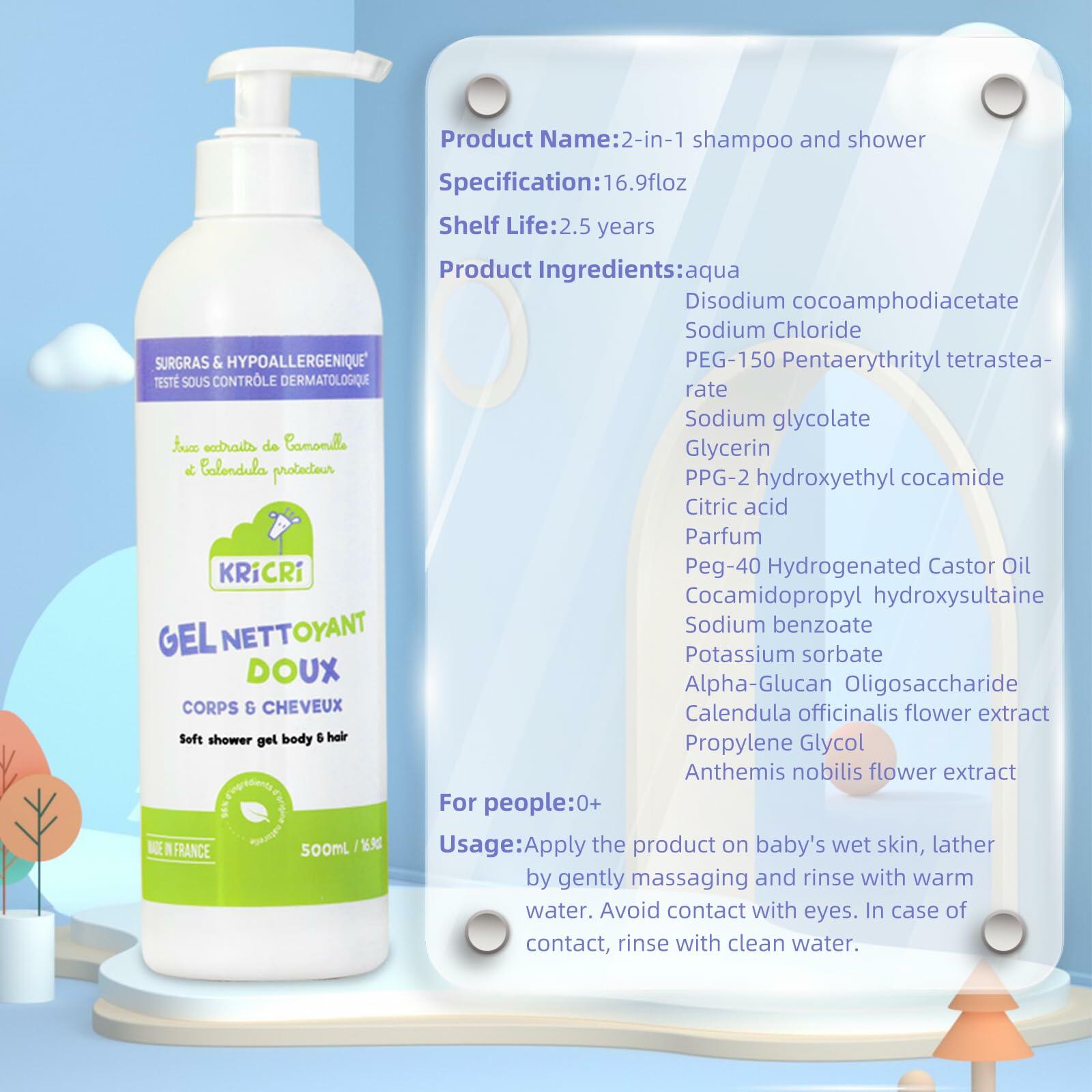 Kricri 2-in-1 Kids Body Wash & Shampoo Hypoallergenic 16.9oz