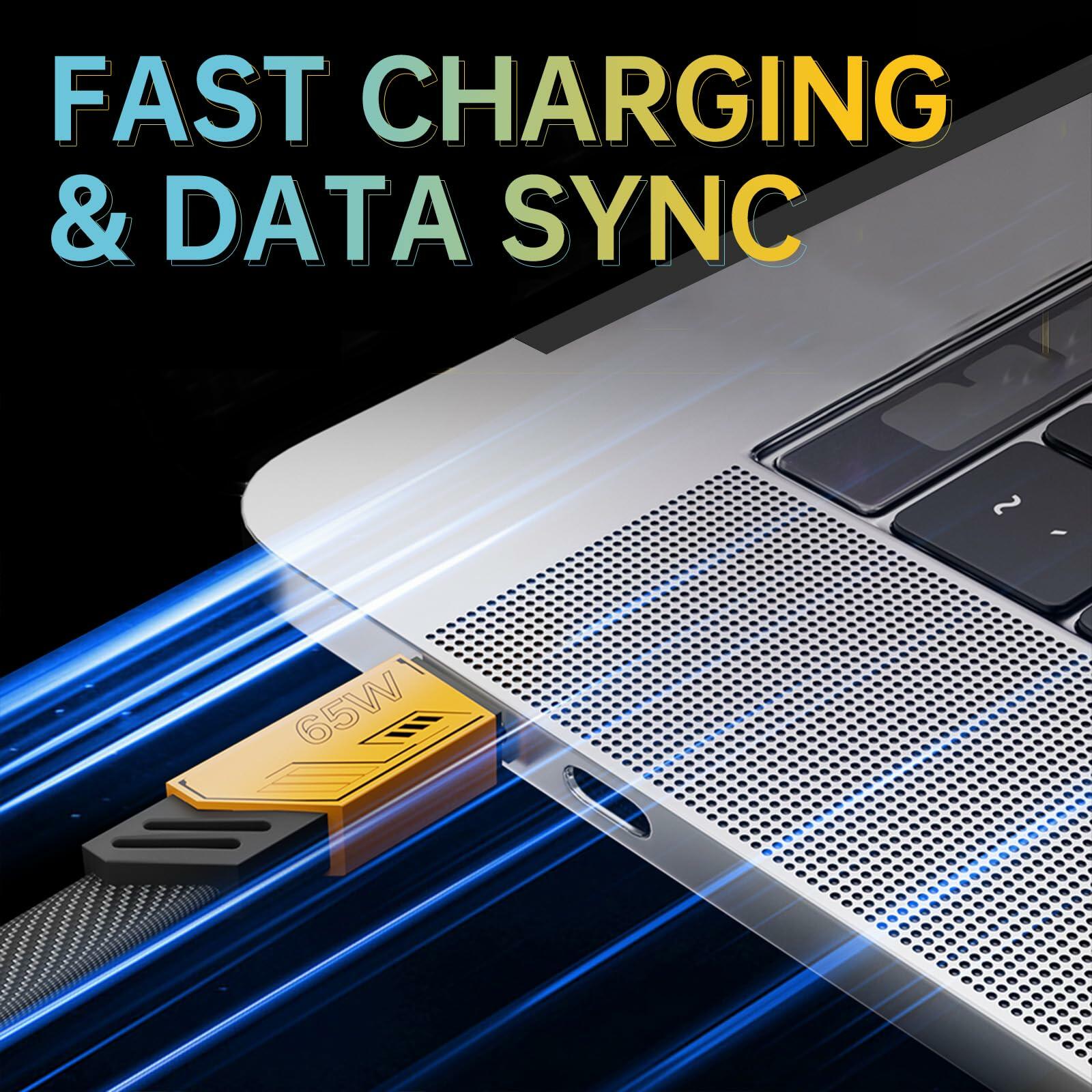 4-in-1 USB-C Charging Cable PD 65W Fast Charge Data Sync 4ft