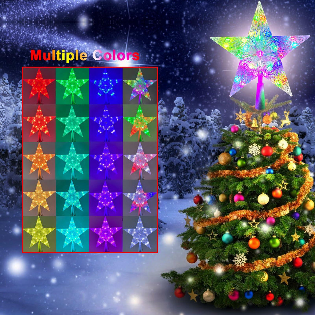 LED Christmas Tree Topper Star 9in Color Changing w/Remote USB Plug