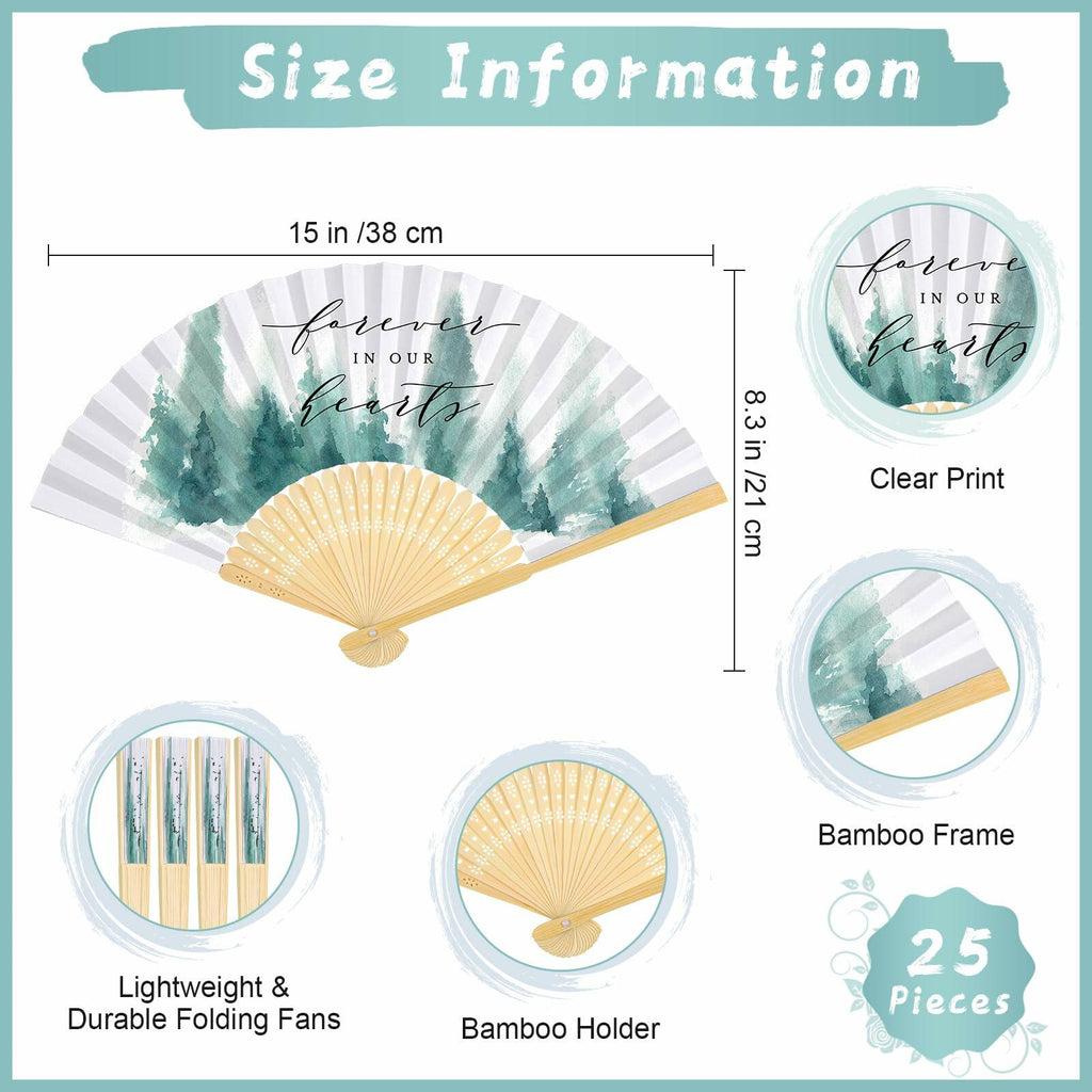 Threehoney 25pcs Funeral Memorial Folding Fans Sympathy Condolence Gifts