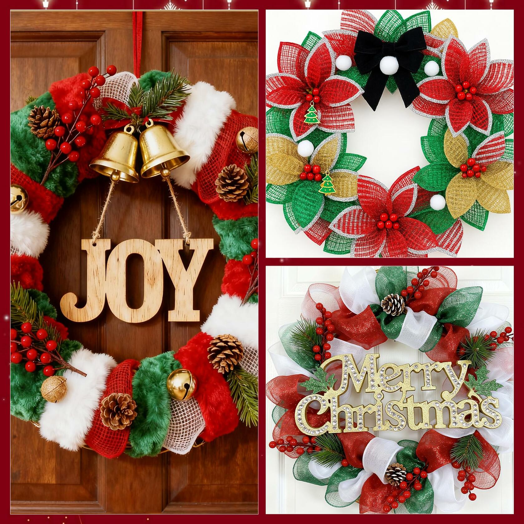 Funactu Metallic Mesh Ribbon 10in x 30ft Red Foil Christmas Decor