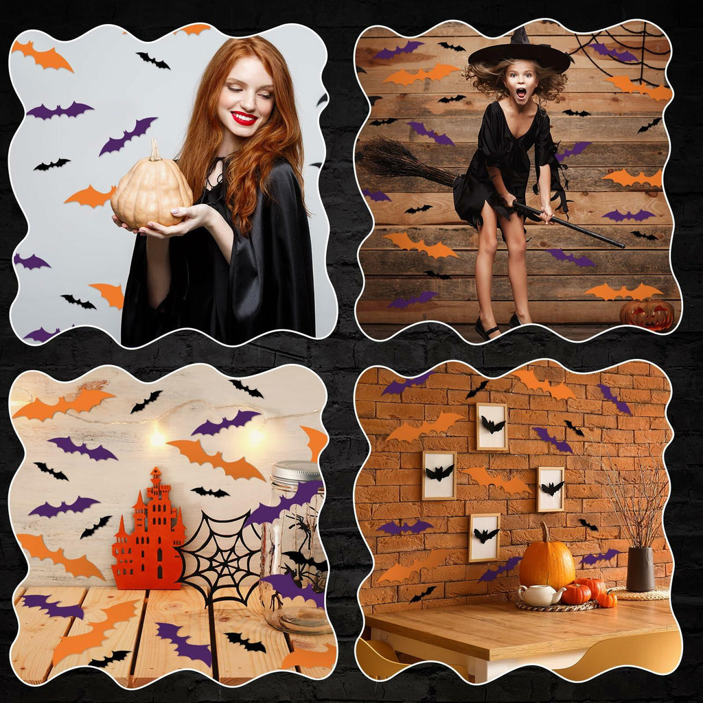 Maitys 36pcs Halloween Bat Cutouts Paper Wall Decor Stickers