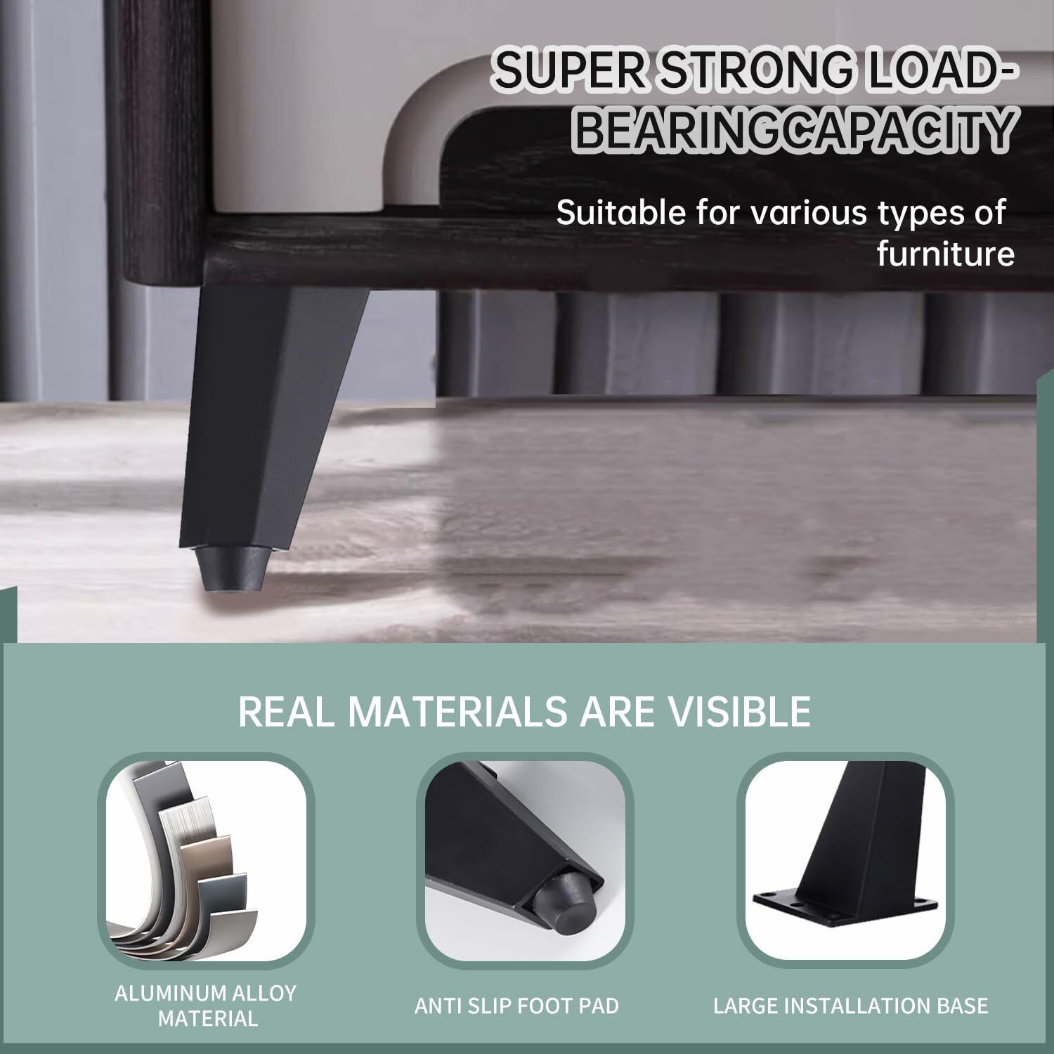 4pcs 4in Metal Furniture Legs Replacement for Sofa Cabinet Table Chair