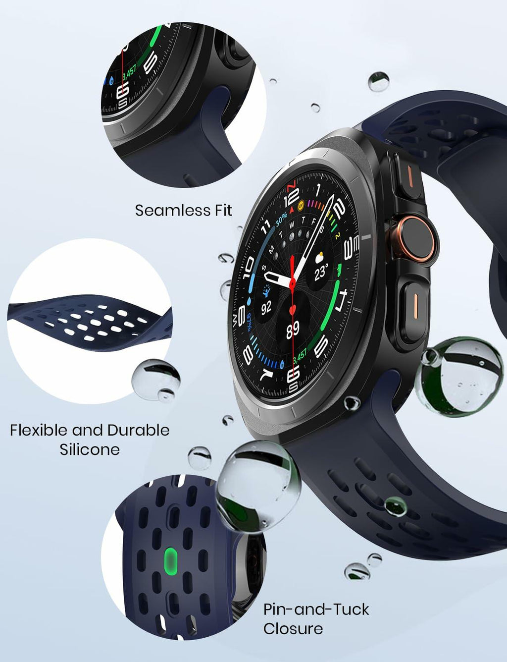 3 Pack Silicone Sport Band for Samsung Galaxy Watch Ultra 47mm