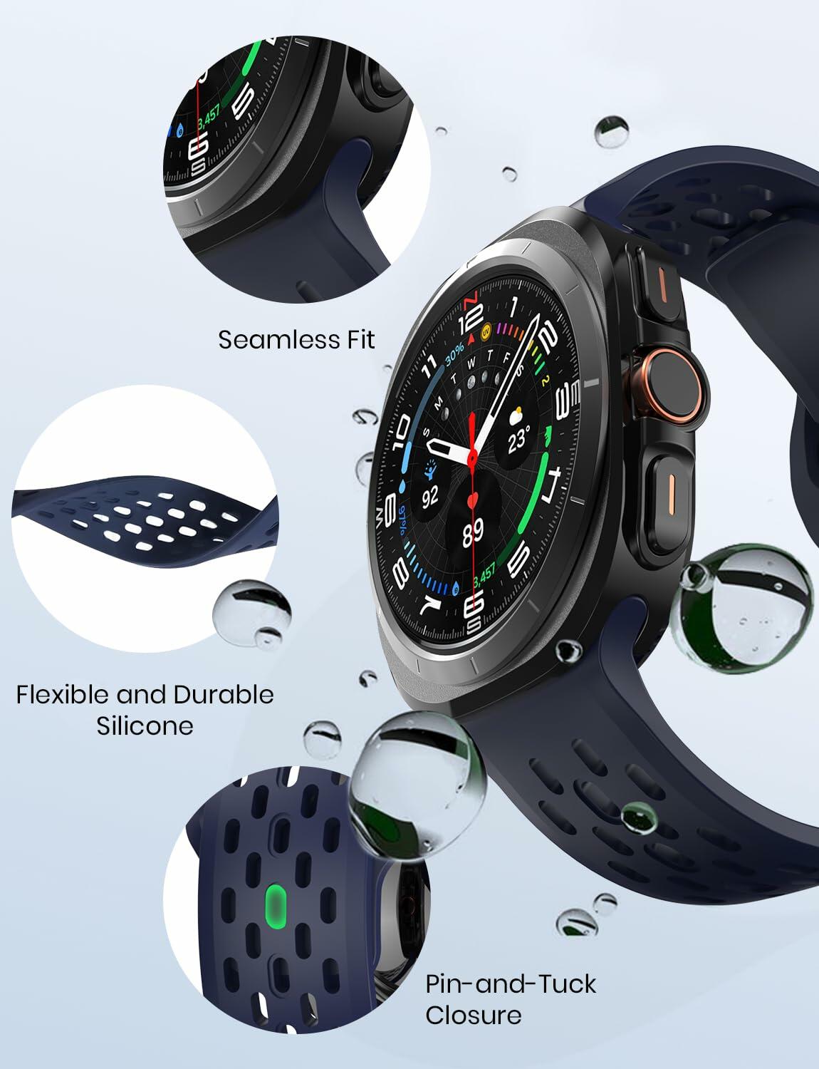 3 Pack Silicone Sport Band for Samsung Galaxy Watch Ultra 47mm