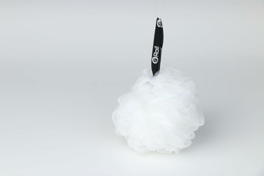 Rail 70g Loofah Sponge Exfoliating Bath Body Scrubber Mesh Pouf White
