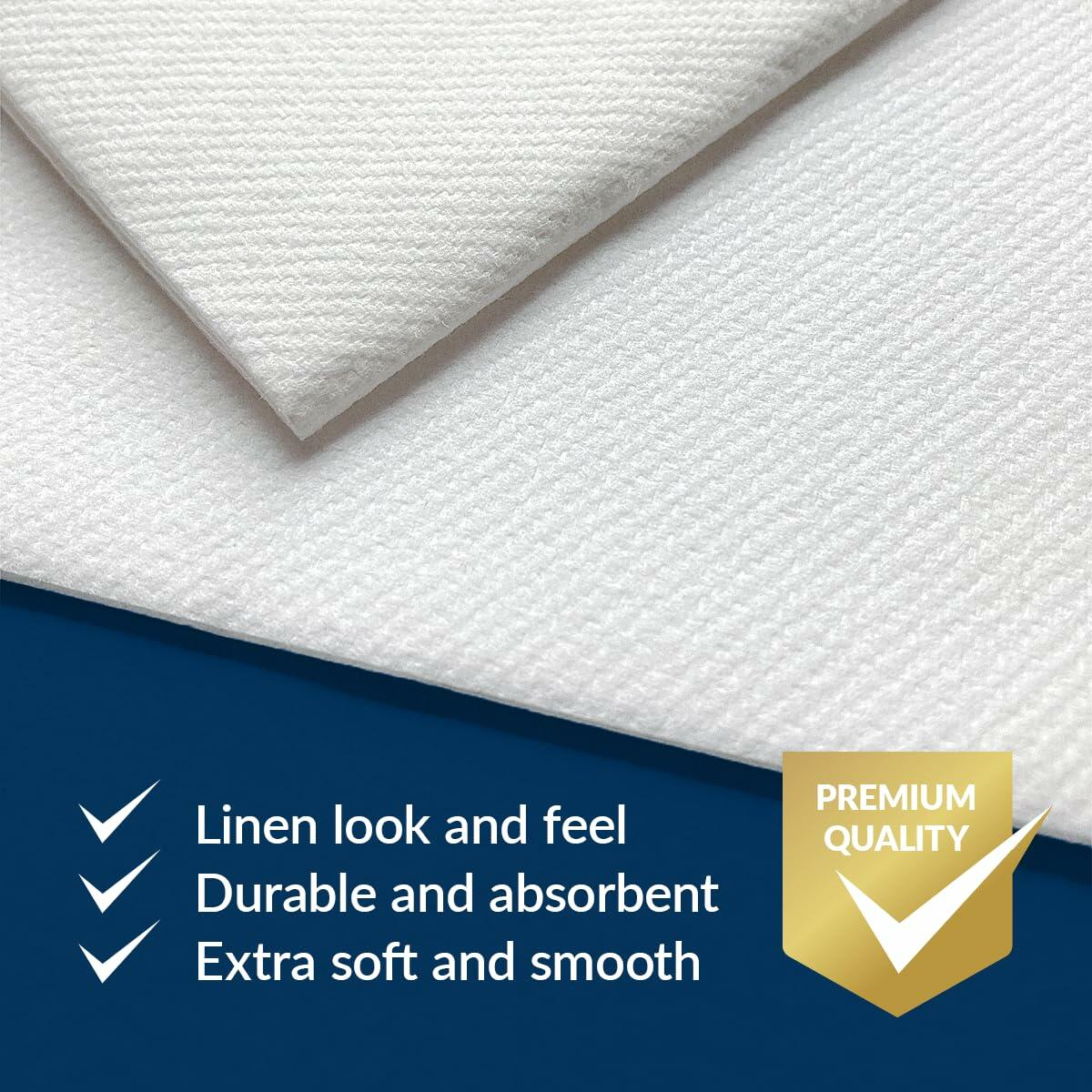PAW White Linen Feel Paper Napkins 50PCS 16x16 Disposable Cloth Like Party