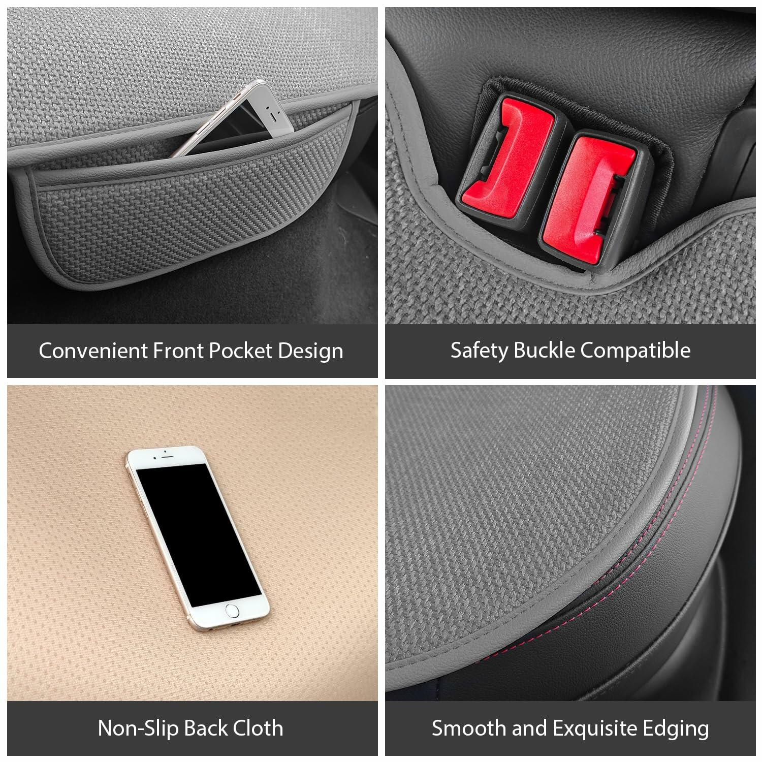 SanQing Universal Rear Car Seat Cover Cotton Linen Cushion Gray Rear