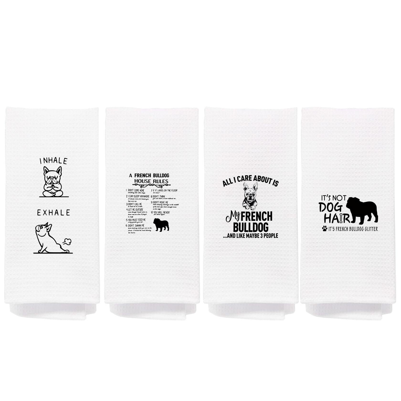 NEGIGA French Bulldog Kitchen Towels 16x24 Set of 4 Frenchie Mom Gifts