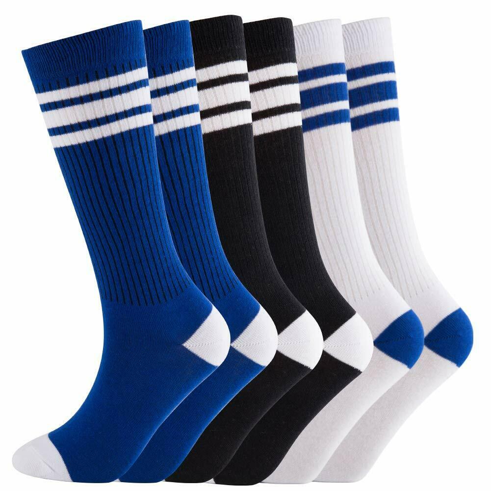 NEVSNEV Knee High Tube Socks Comfortable Breathable Triple Stripes Boys 10-15 YO