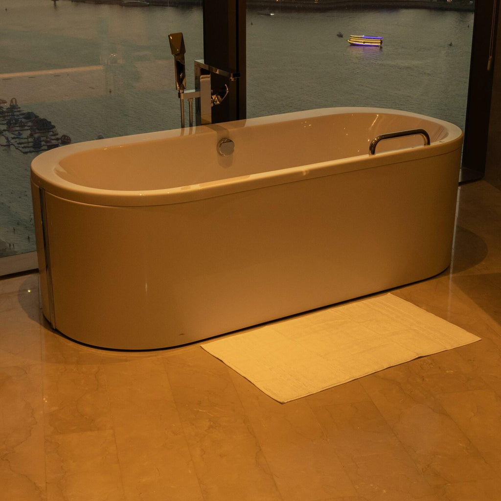 Mosobam Luxury Turkish Bath Mat 20x34 White 1000 GSM Bamboo Viscose Cotton
