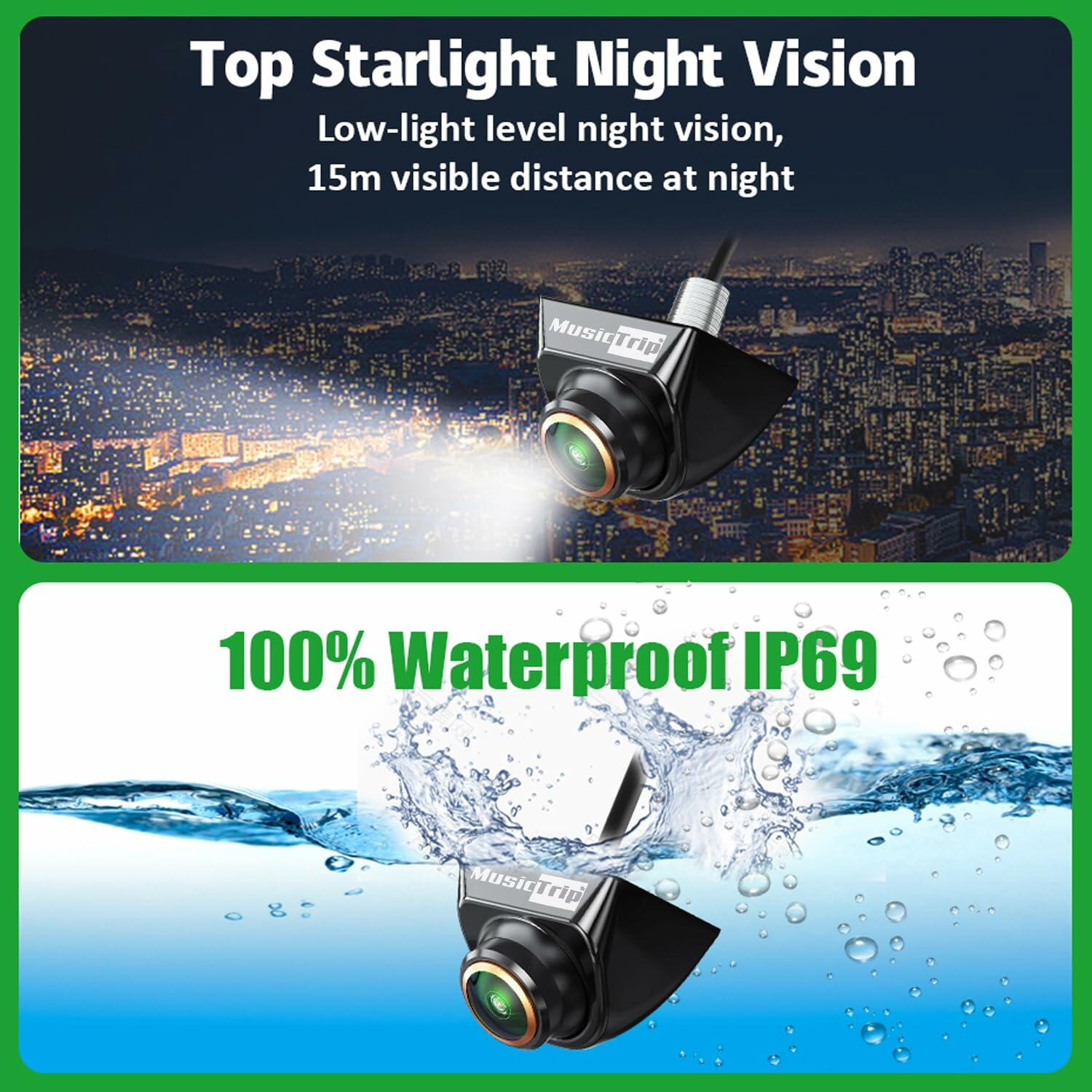 musictrip Universal AHD 1080P Car Backup Camera 180° Fisheye Night Vision