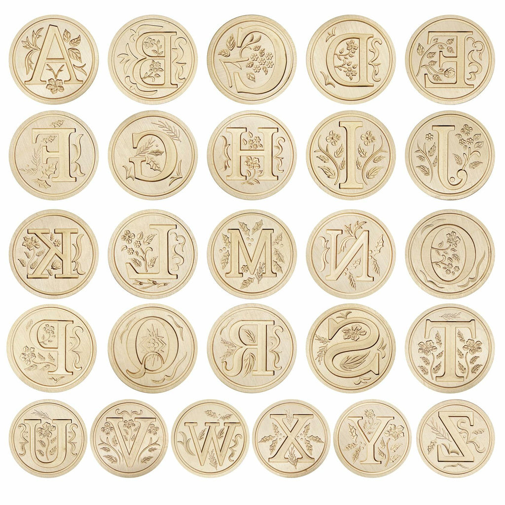 QINGNING Alphabet Brass Wax Seal Stamps with Wood Handles Color W