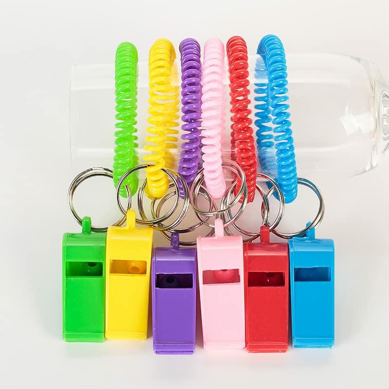 Vocoliday 24pcs Sport Whistle Bracelets with Keychain Plastic Halloween Birthday