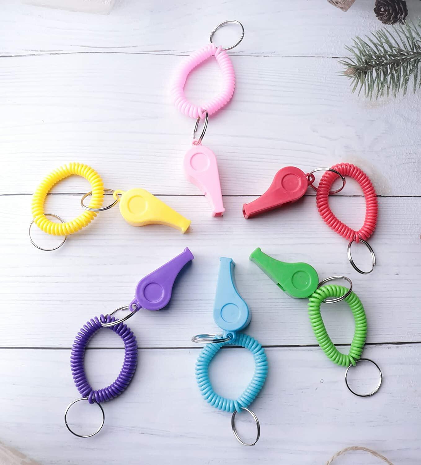 Vocoliday 24pcs Sport Whistle Bracelets with Keychain Plastic Halloween Birthday