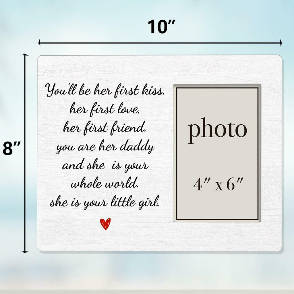 QZJ New Dad Wood Picture Frame Girl Dad Gifts 4x6 Inch Multicolour
