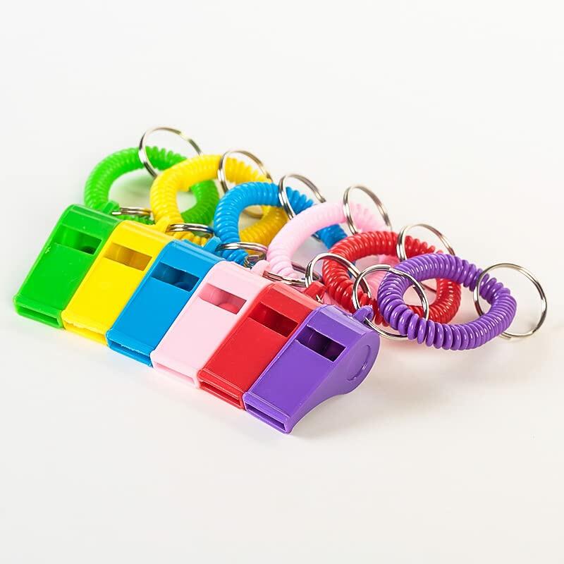 Vocoliday 24pcs Sport Whistle Bracelets with Keychain Plastic Halloween Birthday