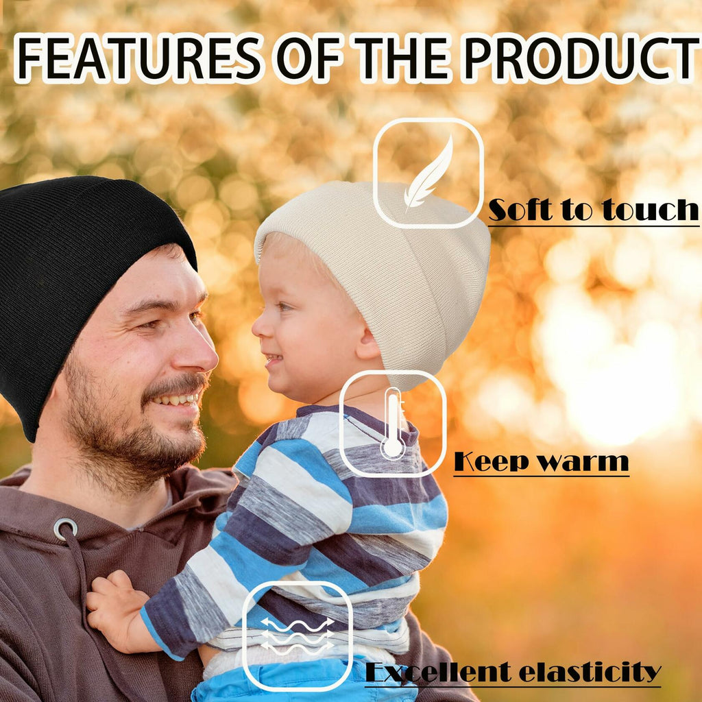 Zion Praiser 2PCS Family Beanie Hat Winter Knitted Warm Dark Gray