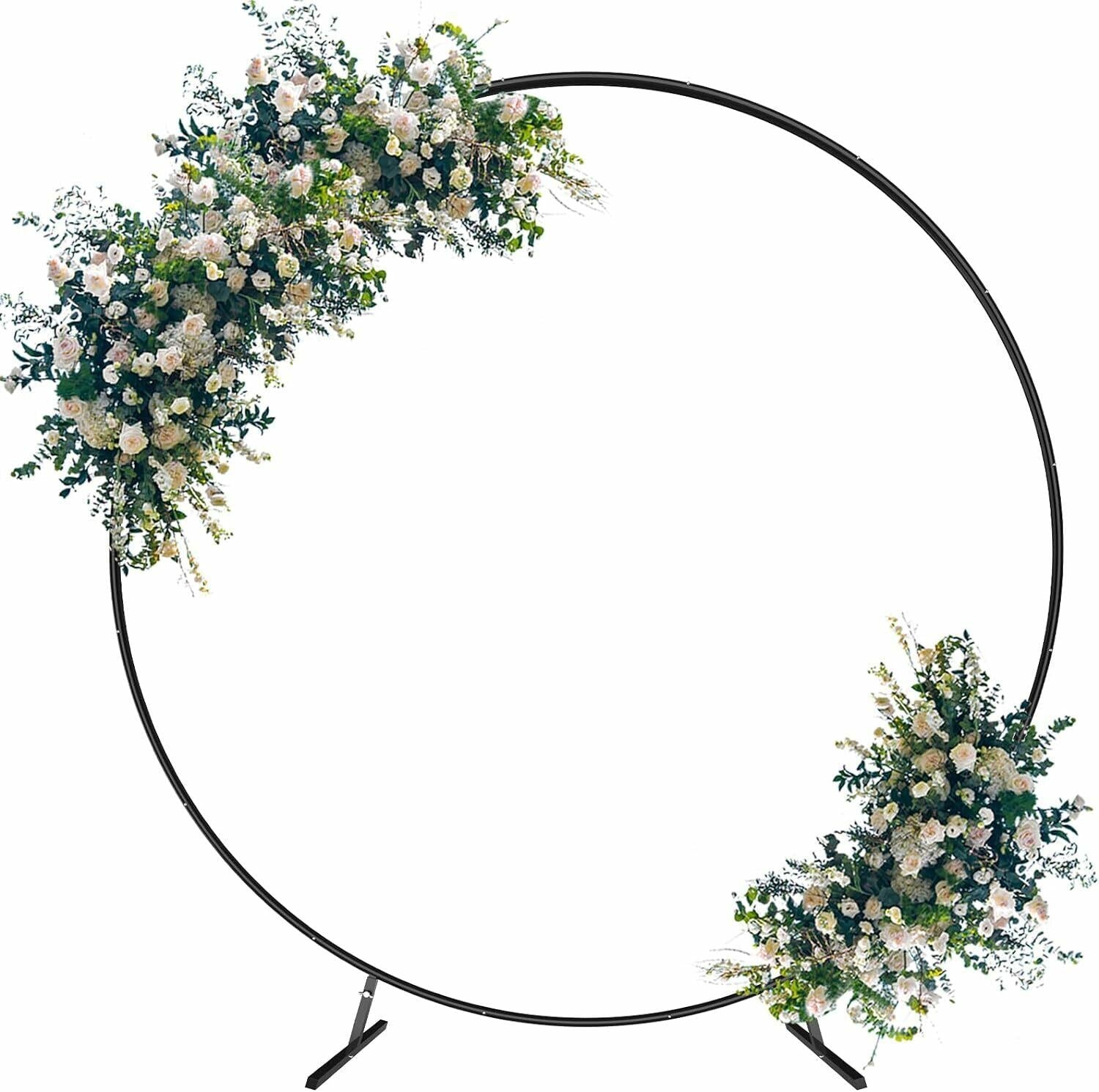 HEOMU Round Backdrop Balloon Arch Stand 7.3FT Gold Metal Art Deco