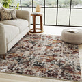PureCozy 3x5 Taupe Vintage Floral Washable Low Pile Area Rug Classic