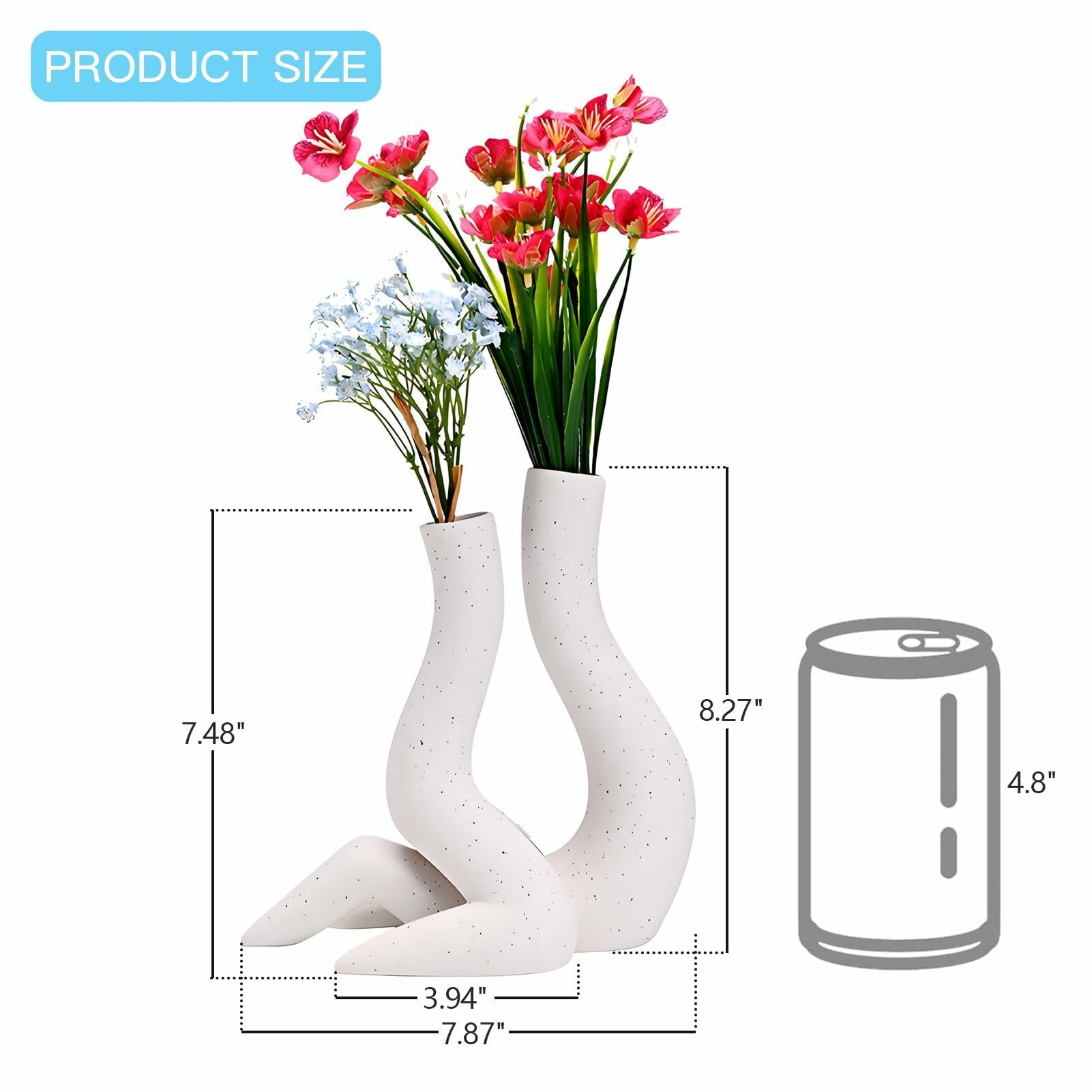 T9TDCS White Ceramic Vase Set of 2 Modern Nordic Boho Home Decor