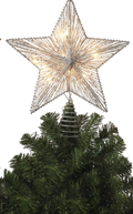 Electric Lighted Glitter & Mesh Star Tree Topper with 10 Lights, Spring Base