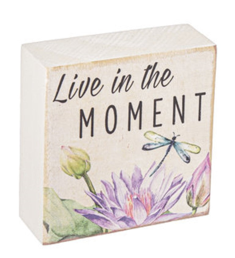 Watercolor Lilies Sign  Block -  Live Life