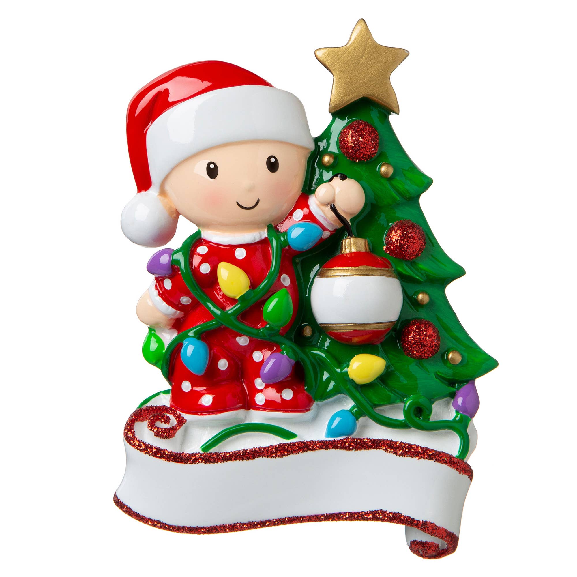 Little One Decorating A Tree Ornament
