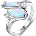 Oval-Cut White Fire Opal and Cubic Zirconia S Ring - Size: 10