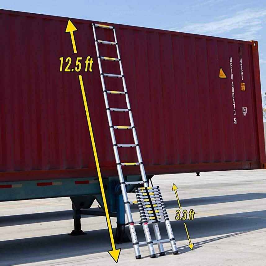 OxGord Aluminum Telescopic Extension Ladder 12.5ft. Telescope